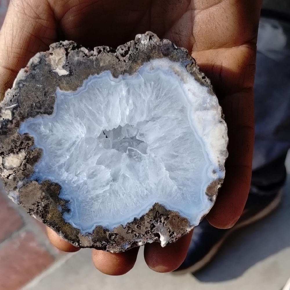 Natural Geode Slice with Crystal Center
